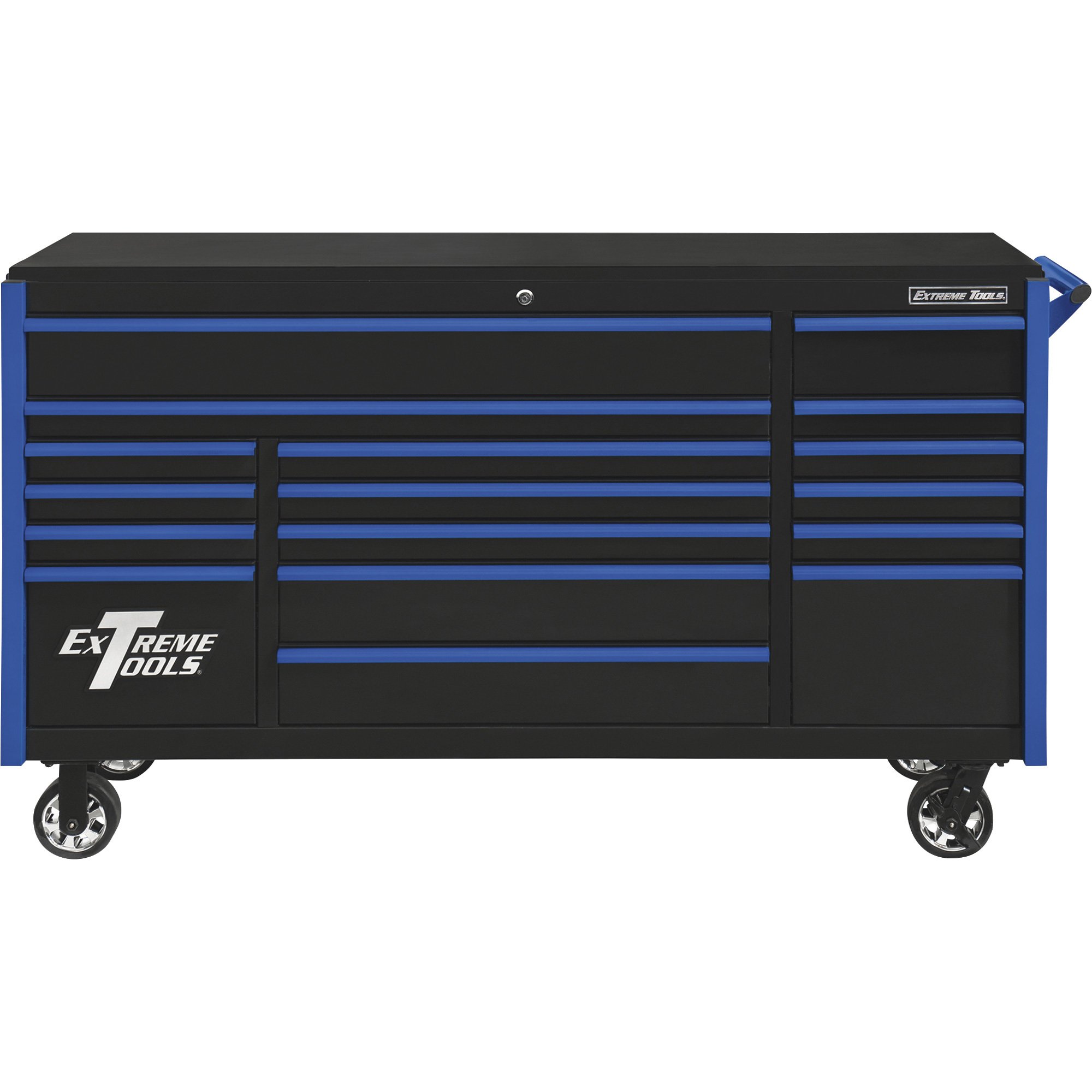 Extreme Tools DX Series 72in. 17-Drawer Triple Bank Roller Cabinet — 72in.W x 21in.D x 42.7in.H